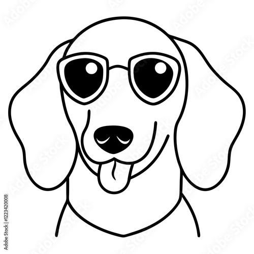 Funny dachshund dog head vector art