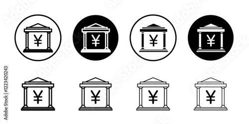 Japanese bank icon Vector logo set flat