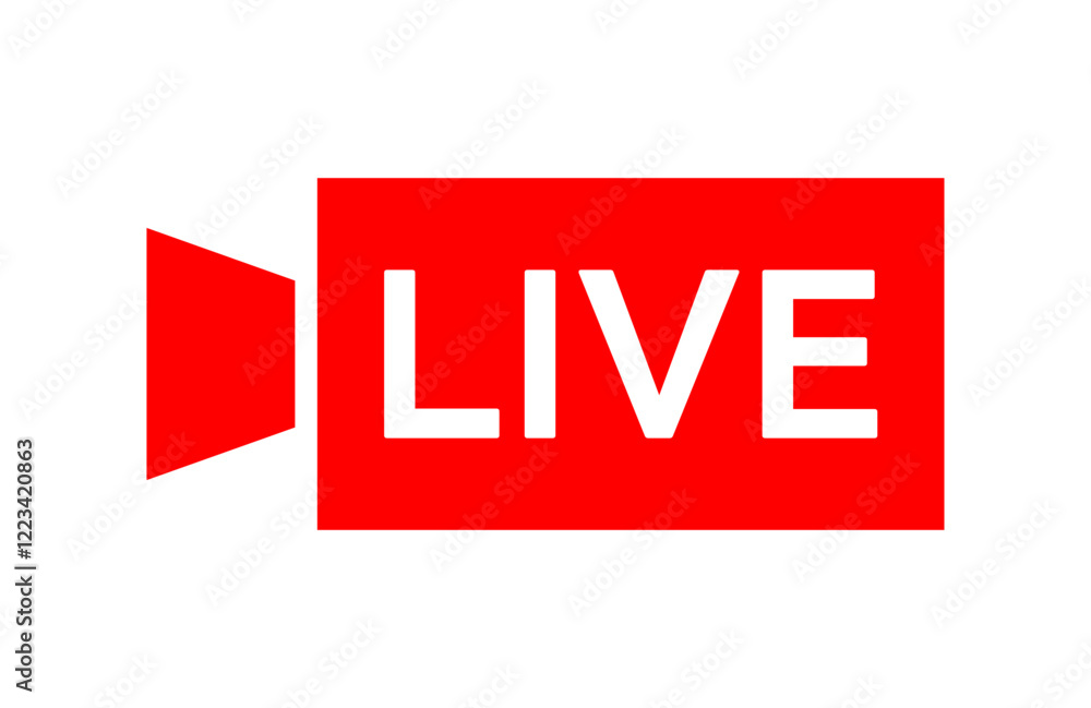 Fototapeta premium Live icon streaming button, Online stream, Vector illustration