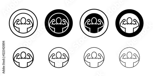 Man have strong muscles icon Vector logo set flat