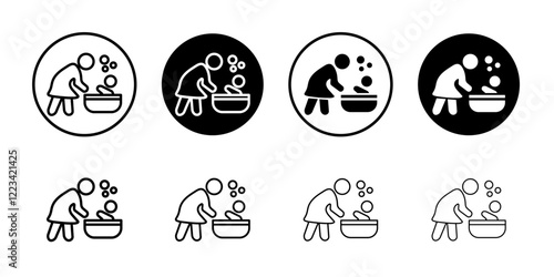 Mother washing baby in bath tub icon Vector logo set flat
