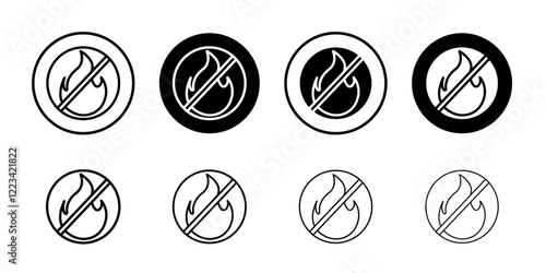 No fire icon Vector logo set flat