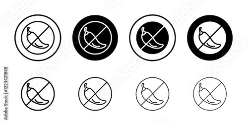 No spicy hot chilli icon Vector logo set flat