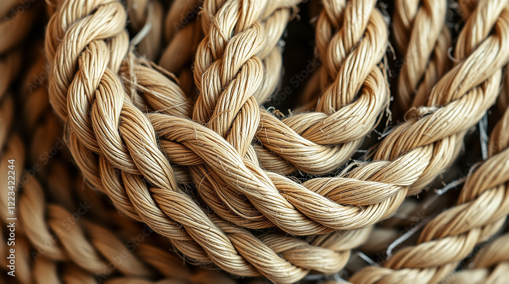 Close up of intertwined natural rope Close up of intertwined natural rope