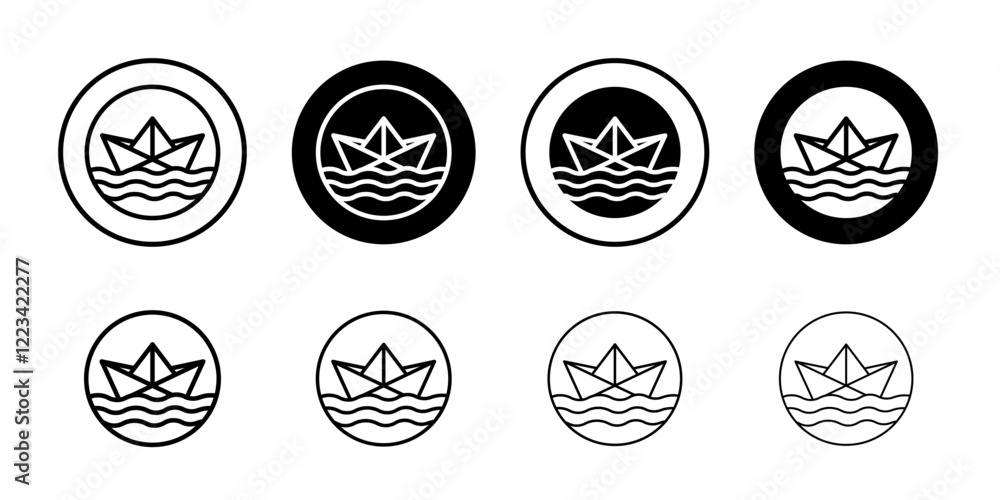 Paper boat icon Vector logo set flat Paper boat icon Vector logo set flat