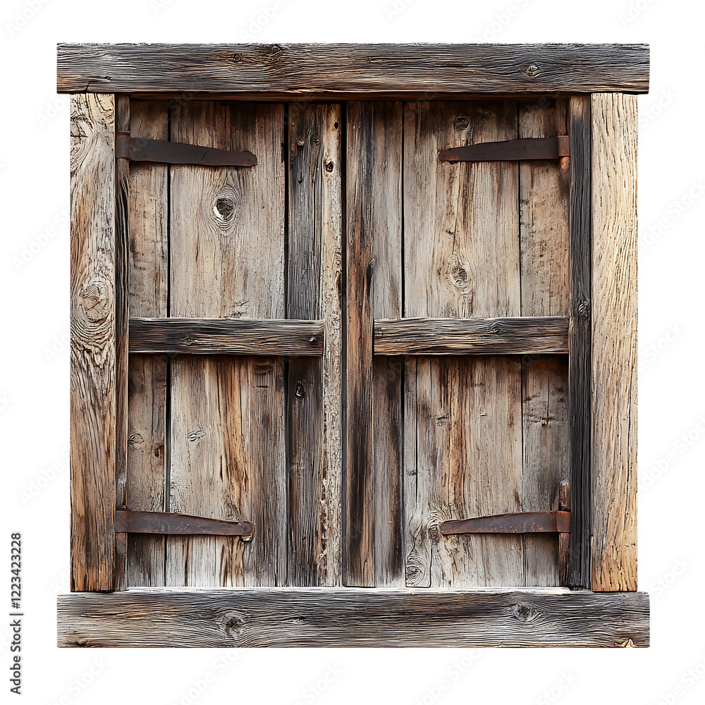 PNG Rustic Wooden Window Against Transparent Background PNG Rustic Wooden Window Against Transparent Background