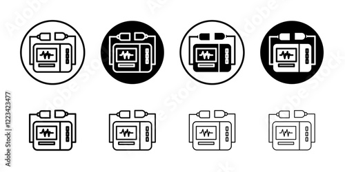 Rescue defibrillator icon Vector logo set flat