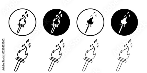 Torch flame icon Vector logo set flat