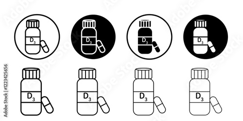 Vitamin D3 icon Vector logo set flat