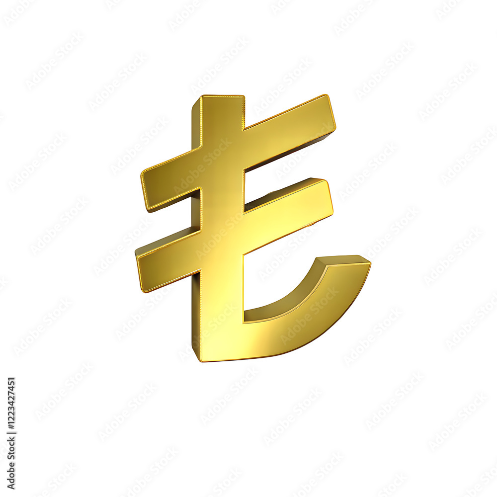Golden currency symbol on white background Golden currency symbol on white background