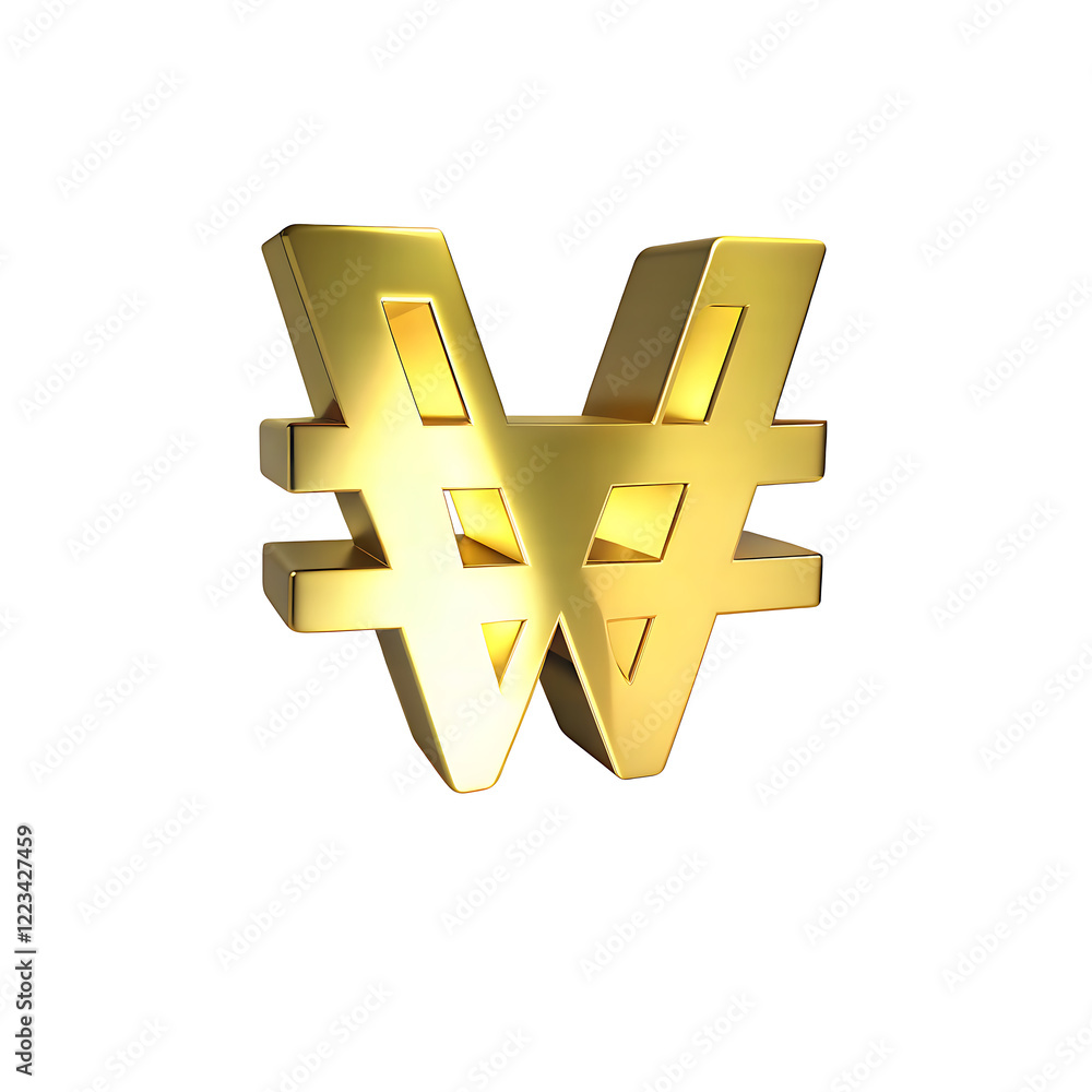 Obraz premium Golden yen symbol on white background