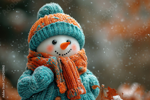 Winter Background With Snowman