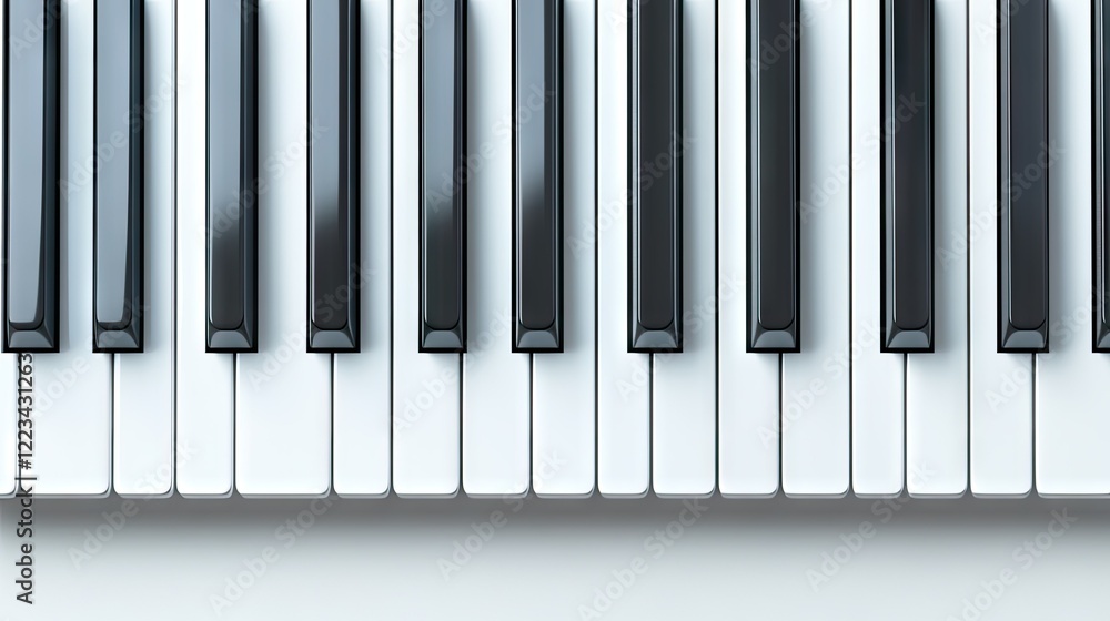 White and black piano keys arranged in a straight line showcasing musical potential in a well-lit setting White and black piano keys arranged in a straight line showcasing musical potential in a well-lit setting