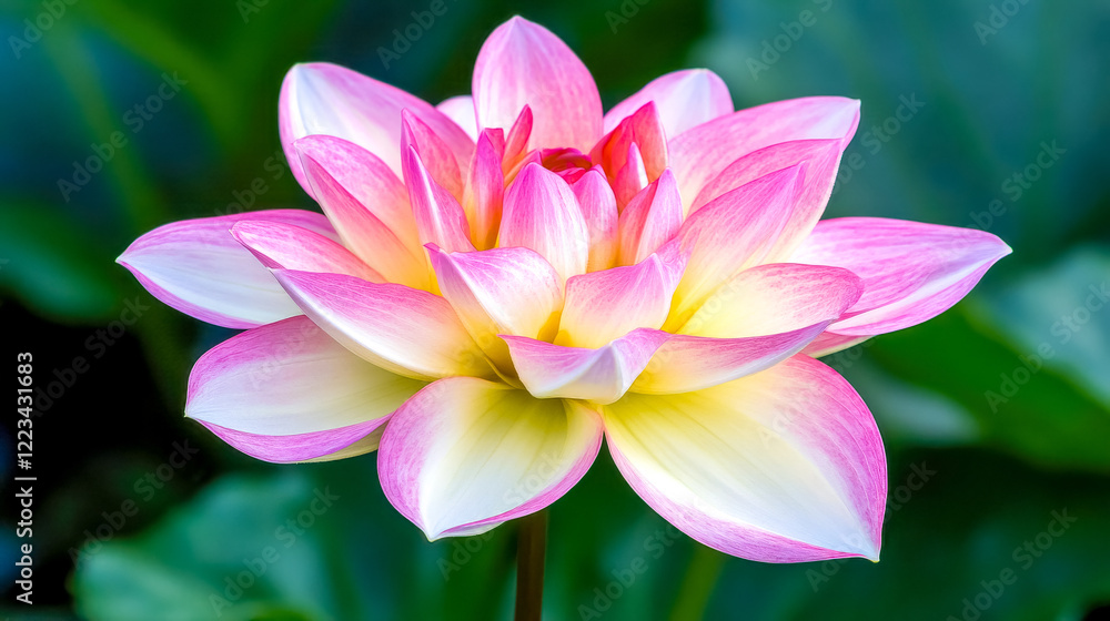 Close up of dahlia flower showing perfect petals and vivid colors Close up of dahlia flower showing perfect petals and vivid colors