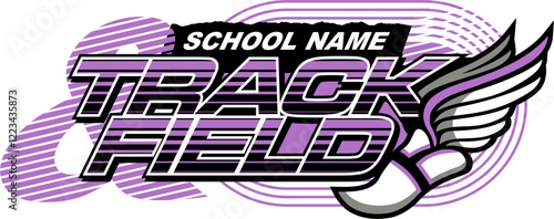 track and field team design with winged foot for school, college or league sports