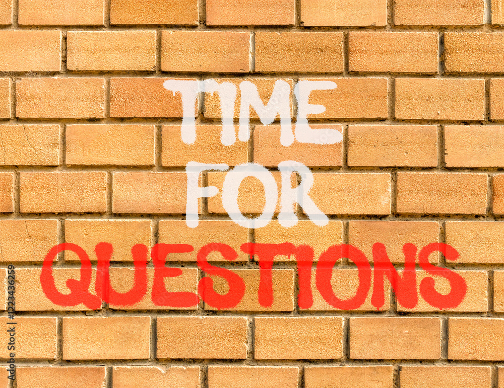Time for questions symbol. Concept words Time for questions on beautiful brown brick wall. Beautiful brown brick wall background. Business time for questions concept. Copy space. Time for questions symbol. Concept words Time for questions on beautiful brown brick wall. Beautiful brown brick wall background. Business time for questions concept. Copy space.