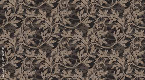 Floral vintage seamless pattern for retro wallpapers. Enchanted Vintage Flowers. Arts and Crafts movement inspired. Design for wrapping paper, wallpaper, fabrics and fashion clothes.