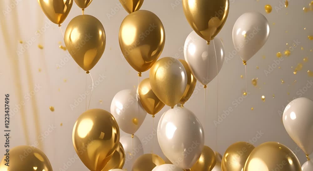 custom made wallpaper toronto digitalHappy birthday celebration party banner with golden and white balloons seamless looping overlay virtual video animation background 4K