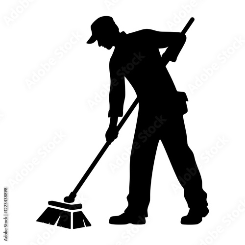Sweeper working silhouette icon symbol illustration