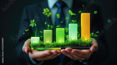 Sustainable Business Growth Concept with Green Energy and Development Indicators