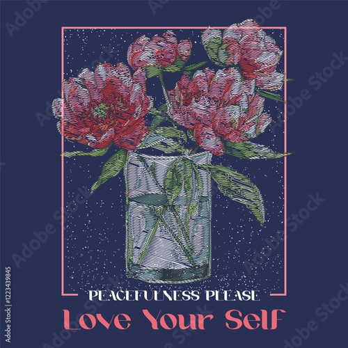 A beautiful embroidery flowers design for textile print on fabric, women's fashion design. Chinese flowers. hand drawn flower. free souls. girls graphics,  tropical summer prints. vintage retro print