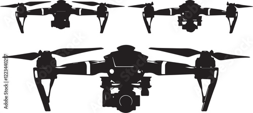 Set FPV Drone. Hand drawn vector illustration	
