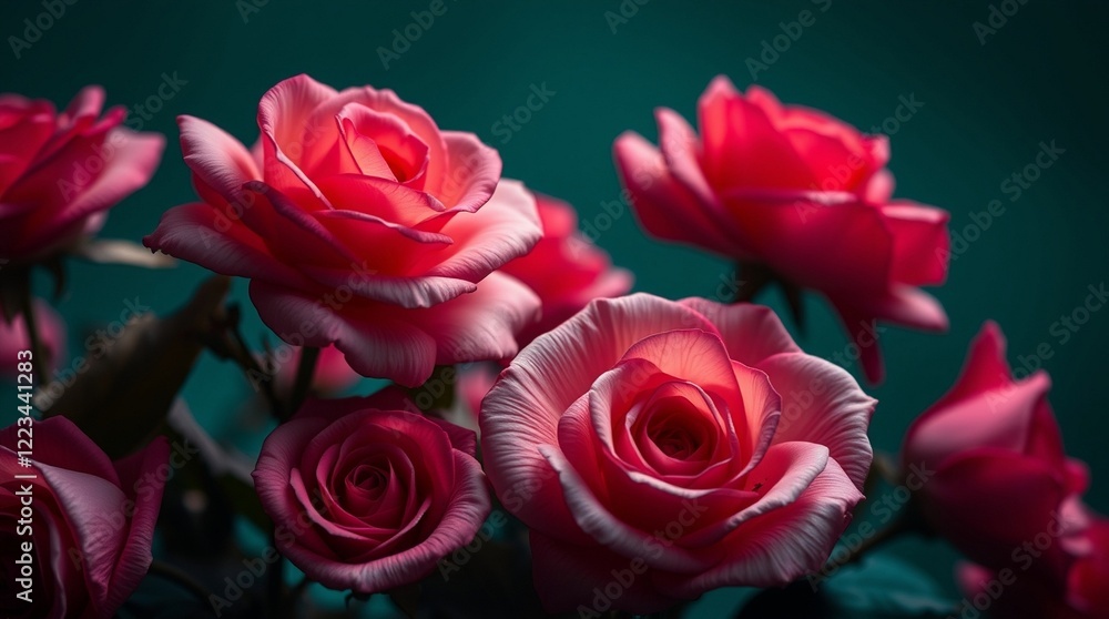 Radiant Pink Rose Background: Velvety petals texture, soft light, elegant and romantic floral arrangement Radiant Pink Rose Background: Velvety petals texture, soft light, elegant and romantic floral arrangement