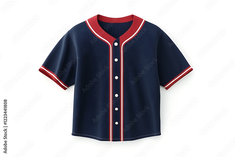 A 3D Render of a Casual Baseball Jersey, Isolated on White Background A 3D Render of a Casual Baseball Jersey, Isolated on White Background