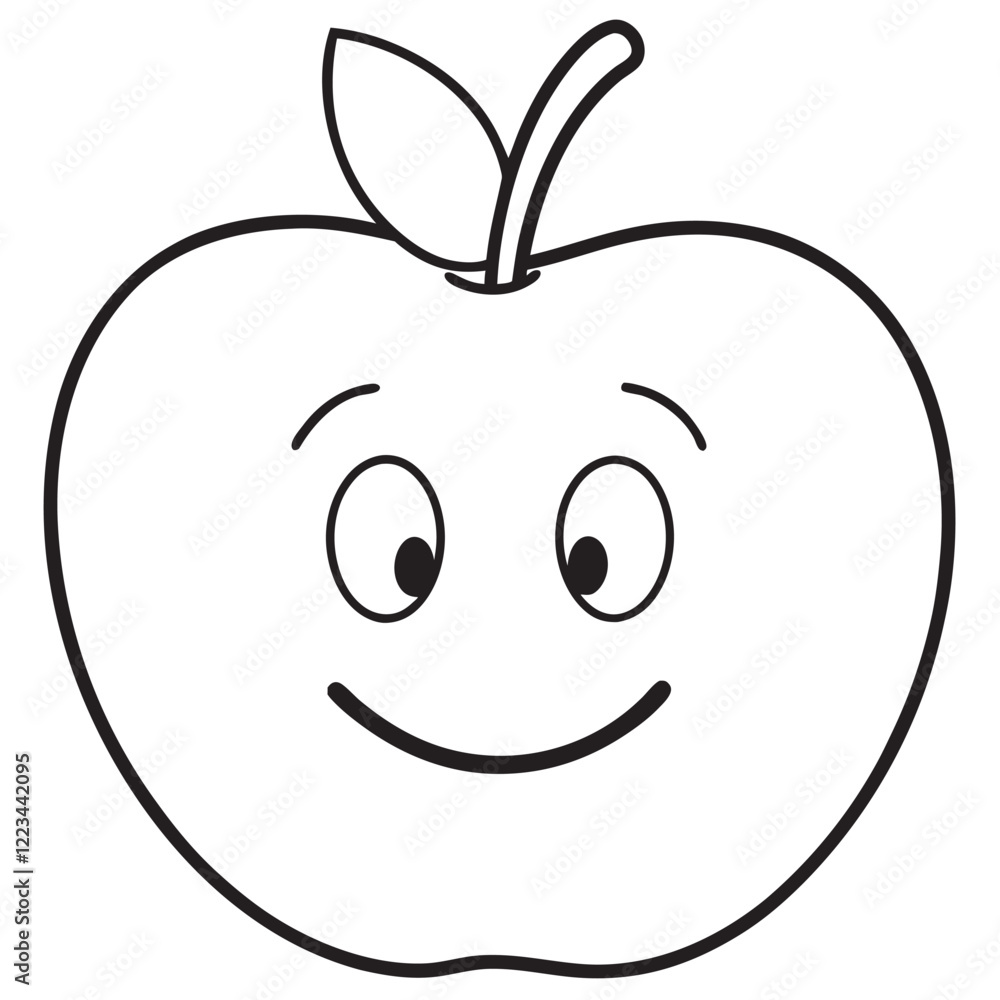 Fototapeta premium A cartoon image of a Apple with a smile on its face 