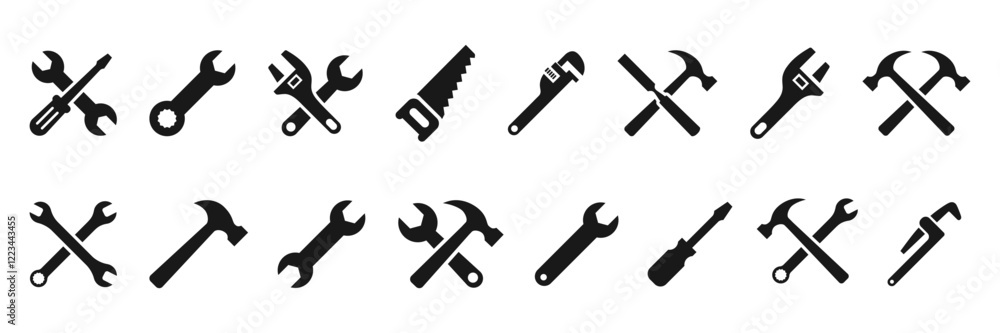set of tools icons. Set of icons of tools on a white background. Basic Work tools vector set of tools icons. Set of icons of tools on a white background. Basic Work tools vector