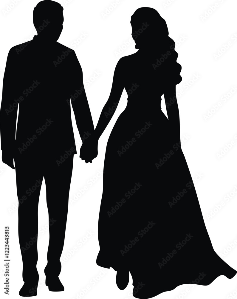 silhouette of a couple, vector, illustration silhouette of a couple, vector, illustration