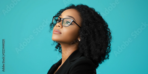 Young curly hair black woman in a isolated blue background thinking about success the company journey  