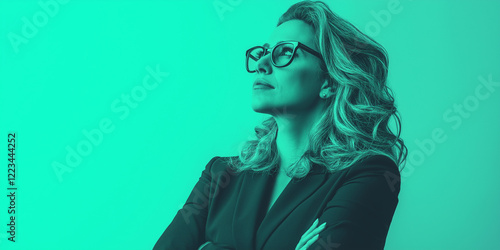 portrait of a woman as a executive  poster type background, cover background