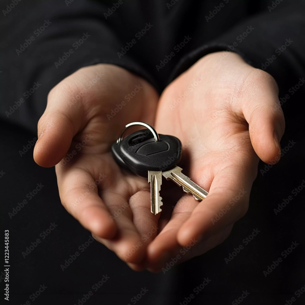 Hands holding a set of keys at home, symbolizing trust and responsibility in everyday life Hands holding a set of keys at home, symbolizing trust and responsibility in everyday life