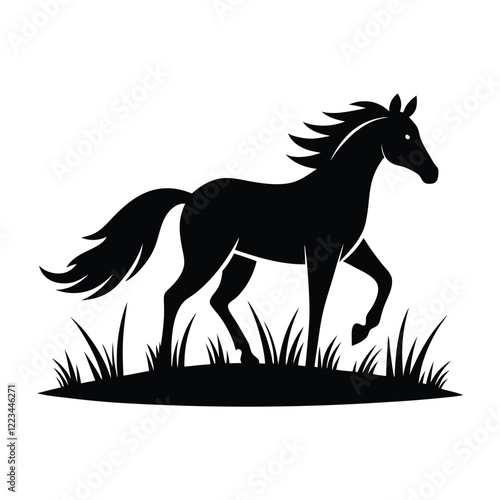horse silhouette isolated on white vector Illustration