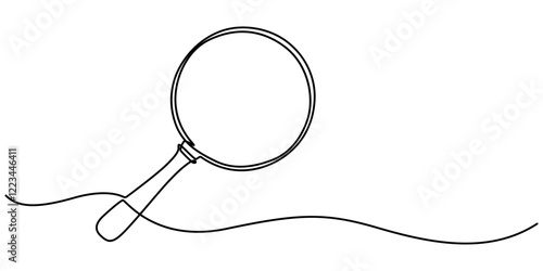 Magnifying Glass Continuous Line Icon, Continuous line drawing of magnifying  glass. One line of magnifying  glass. Magnifier continuous line art. Editable outline, Magnifying Glass continuous line. 