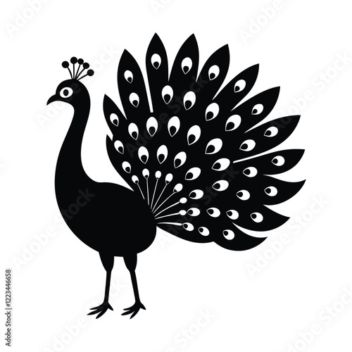 peacock isolated on white vector Illustration
