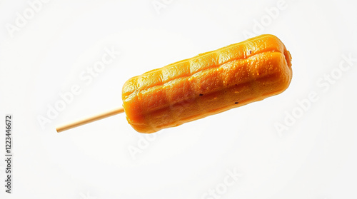 Corn dog on a stick, floating photo
