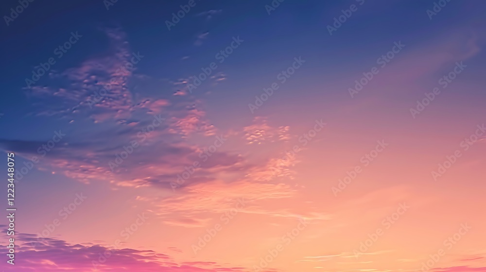 Sky at twilight with a gradient of colors transitioning from orange to deep blue. Sky at twilight with a gradient of colors transitioning from orange to deep blue.