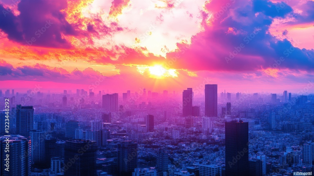 sunset over city sunset over city