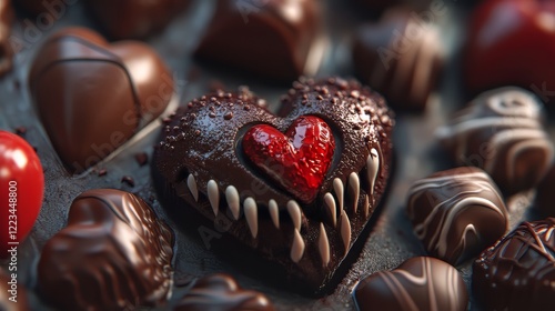Chocolate heart with a bite