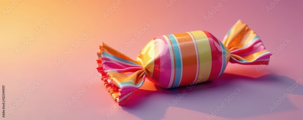 Fototapeta premium Geometric hard candy, striped wrapper, clean lines, lollipop, striped