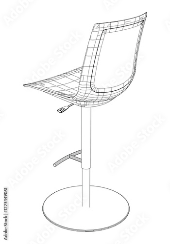 Adjustable Rolling Chair, Office chair editable vector illustration on white background. chair Line art, clip art. swivel chair, Hand-drawn design elements.