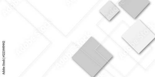 Modern white and grey  arrow direction line square box frame design concept white background.