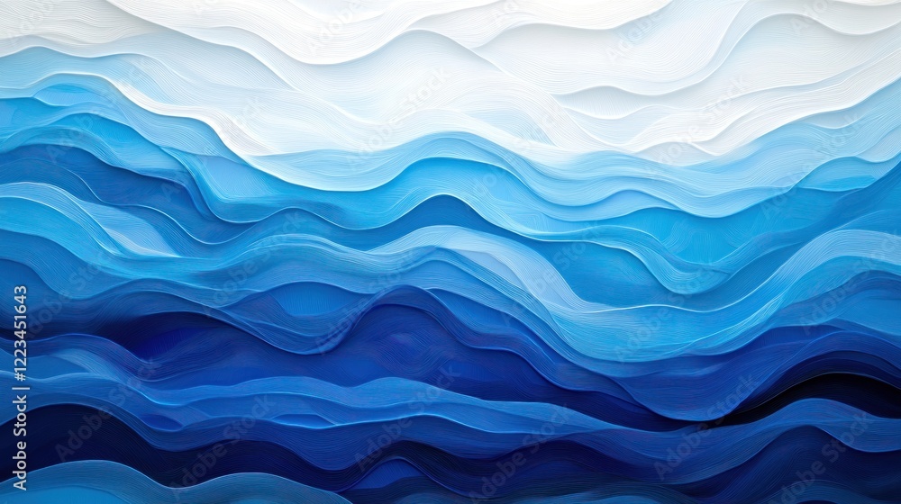 Fototapeta premium Abstract Blue Wave Pattern Digital Artwork