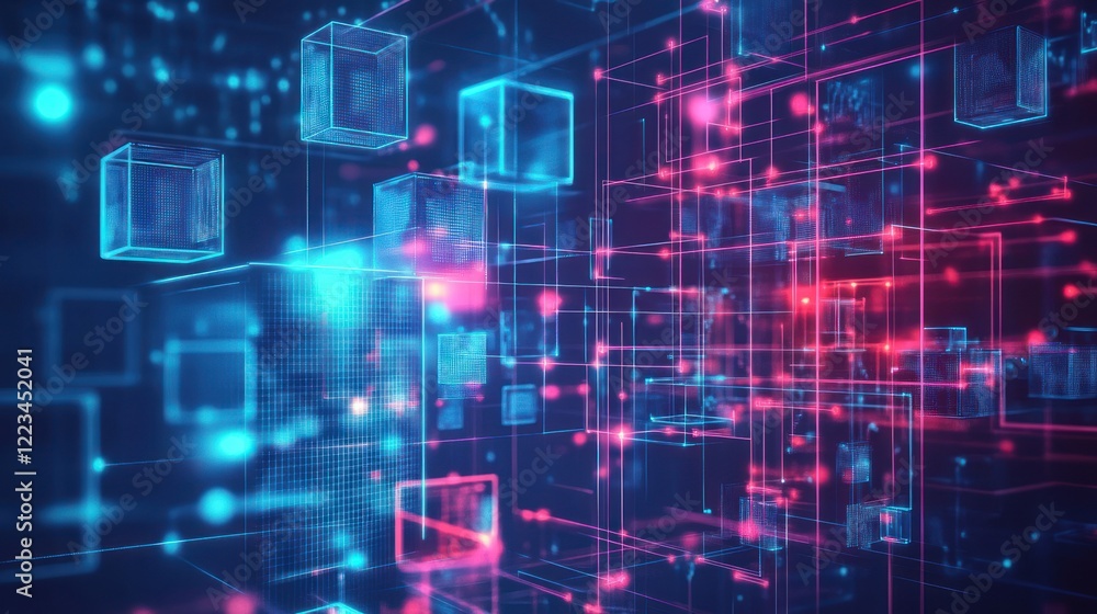 Abstract Digital Network Cubes and Lines Abstract Digital Network Cubes and Lines