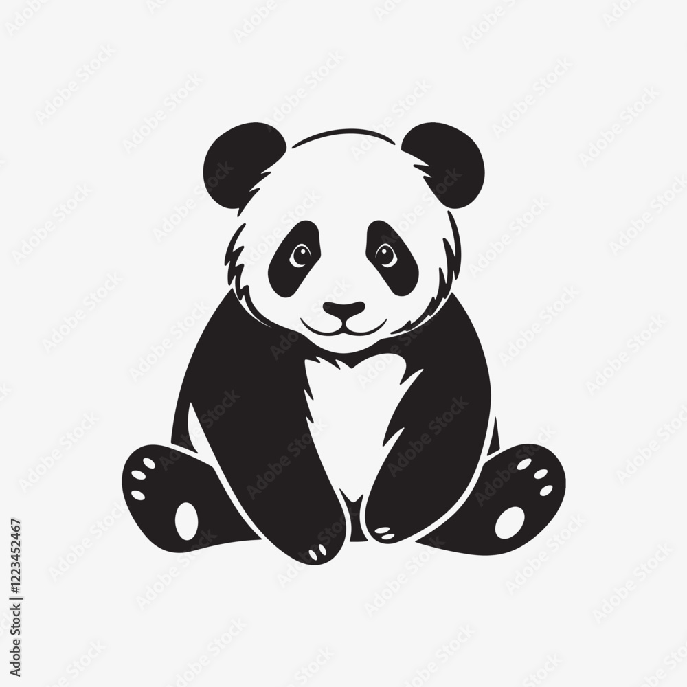 Minimalistic black panda silhouette icon vector Minimalistic black panda silhouette icon vector