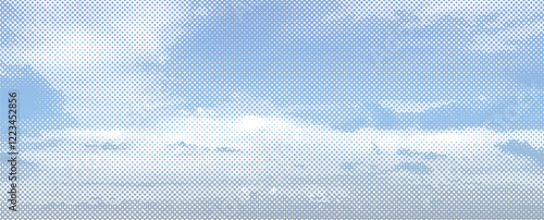 Canvas Print Vector halftone blue sky and soft white clouds