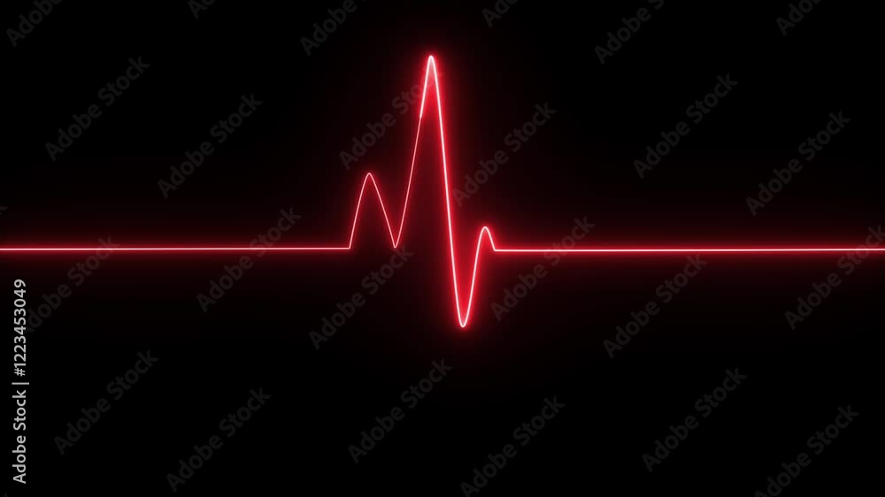 Neon Heartbeat line icon animation. Shows heart electrocardiogram beat lines.4k Neon Heartbeat line icon animation. Shows heart electrocardiogram beat lines.4k