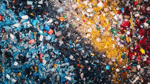 Colorful Plastic Waste Pile Recycling Material